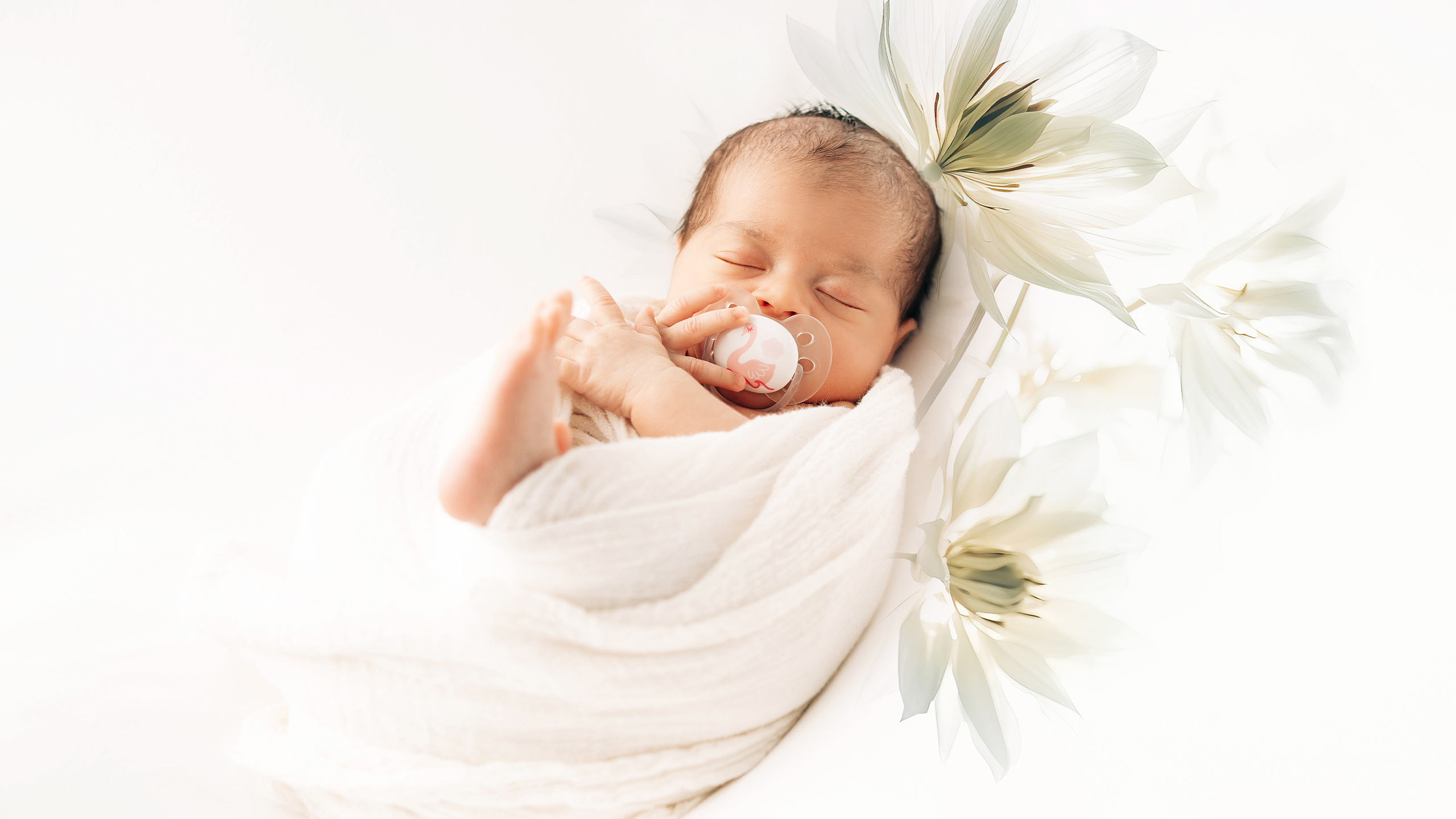 newborn Baby Mia white studio